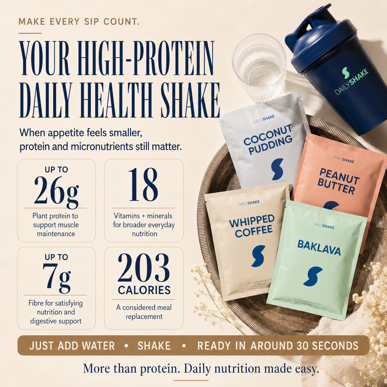 Acai x10 Sachet Pack high-protein daily health shake with plant protein, fibre, vitamins and minerals
